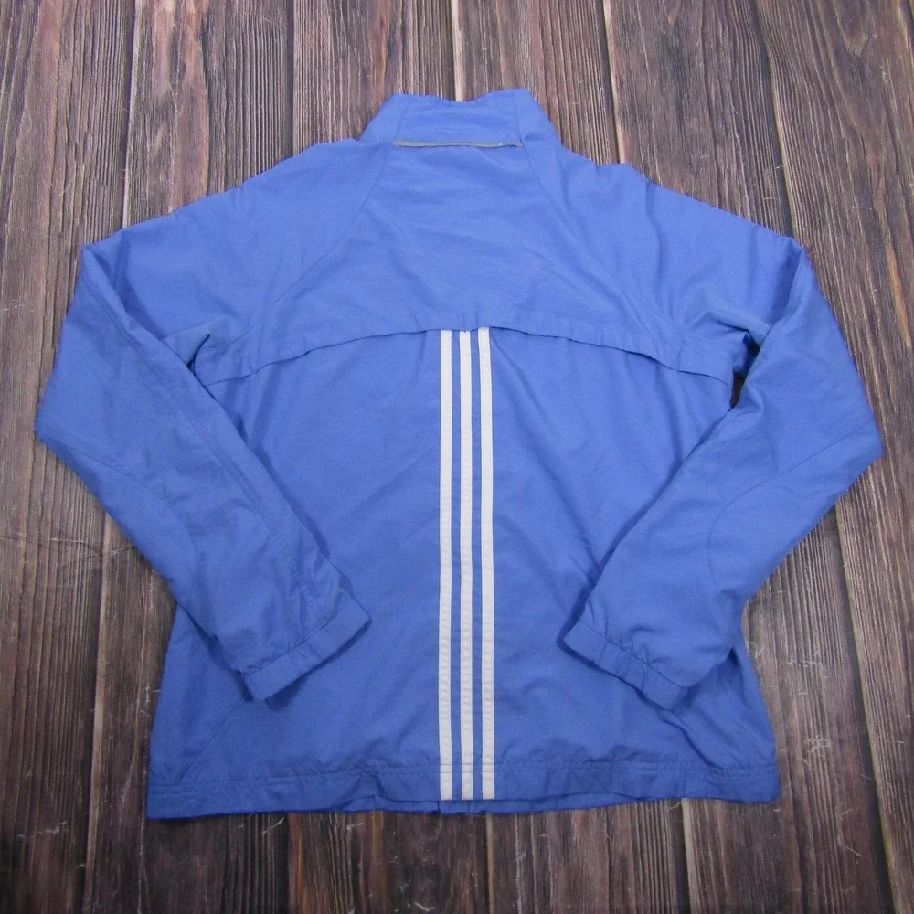 Adidas Jacket Mens L Blue Full Zip Windbreaker‎ Lined Mesh Pockets Breathable